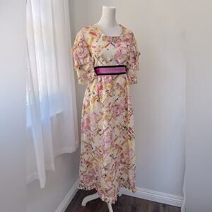 Vintage ‘70s Floral Belted Maxi Dress